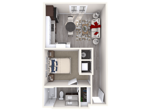 Floor plan for studio, 1 bath, 574 sqft